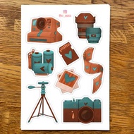復古貼紙/相機、三腳架、鏡頭、隨身碟/攝影師貼紙