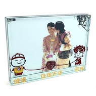 水晶玻璃4R相框 - Chinese Wedding 包鑄色名字及日子