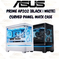 [Asus PRIME AP202 TG ARGB] (3 x ARGB Fans Included) Black / White mATX PC Case | Curved TG Panel