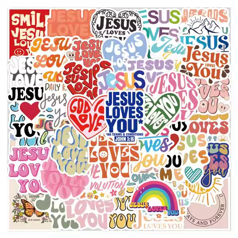 10/27/54pcs Jesus Loves You Graffiti Stickers for DIY Scrapbooking Waterproof Travel Luggage Water B