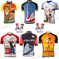[best choice] Kids Cartoon Anime Cycling Jersey Boys Girls Funny Retro Cycling Clothing Children Road Bike Shirts Bike clothes