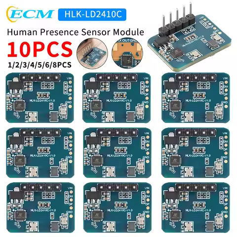 10PCS-1 HLK-LD2410 LD2410B LD2410C 5V Mini FMCW 24G Smart Human Presence Status Sensor Radar Module 