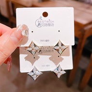 Silver Needle Classic Four-Leaf Clover Earrings Female Korean Version Simple Light Luxury Zircon Earrings