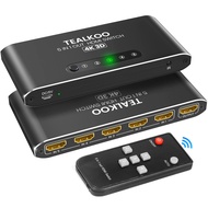 HDMI Switch 5 in 1 Out with Remote, Aluminum HDMI Splitter HDMI Switcher Supports 4K 3D 1080p@60Hz U