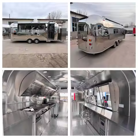 4×2×2.2m Custom Stainless Steel Mobile Coffee Trailer Commercial Bubble Tea & Beverage Vending Cart