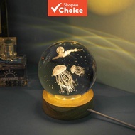 1pc 3D Crystal Ball Night Light, Glass Ball Night Lamp With Base Fantasy Decor Crsytal Ball Gifts LE