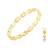 [ 2ND ITEM AT RM1 ] CELOVIS Monserrat Cubic Zirconia Link Engravable Clasped Bangle ( Rose Gold/ Gold/ Silver )