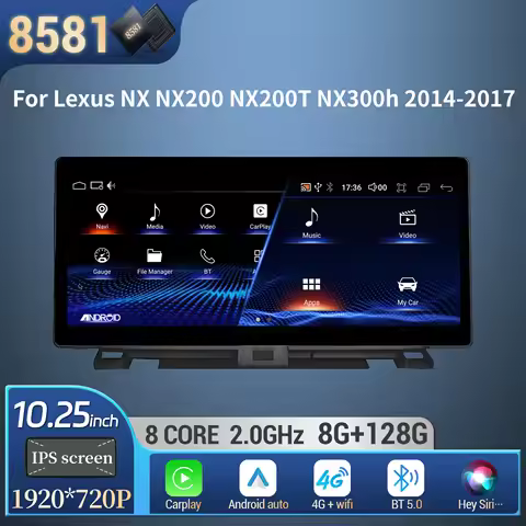 10.25" Car Radio Multimedia For Lexus NX NX200 NX200T NX300h 2014-2017 Android 14 Navigation Wireles