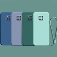 Huawei Mate 20 Pro 30 40 Square Bumper Frame Slim Soft TPU Case Cover With Hand Wrist Strap Lanyard