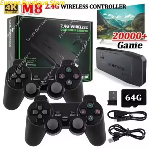2025 NEW HD game stick Video retro game console 2.4G dual wireless controller Game Stick 4K TV 64G c