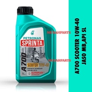 (1 LITER) PETRONAS SPRINTA A700 10W-40 SCOOTER SEMI SYNTHETIC JASO MB API SL ENGINE OIL  MINYAK HITA