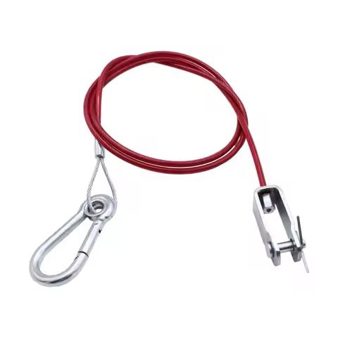 Stainless Steel Trailer Dismounting Safety Rope with shaped Clip and Carabiner Fork Ensure Safe Stab