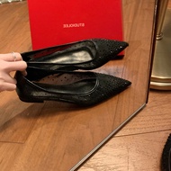 2 Colors Large Size 34-40 Xingshengda Elegant Small Pointed Toe Breathable Mesh Rhinestone Fairy Sty