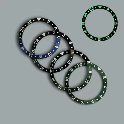 Watch Accessories 37.5mm*30.7mm Beveled Ceramic Bezel Insert GMT Green Luminous Ring For RLX GMT Mec