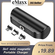 Magnetic Mini PowerBank 5000mAh Travel Portable Charger 3in1 with TypeC Micro head External Battery Portable charger