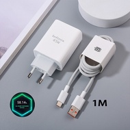 For Infinix 45W Charger Super Fast Charging QC3.0 Power Adapter With 6A Type C Cable For Infinix Hot
