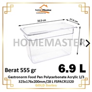 HomeMaster Polycarbonate PC/Acrylic/Acrylic Gastronorm/Gastronom Food Pan 325x176x200 mm/32.5x17.6x2