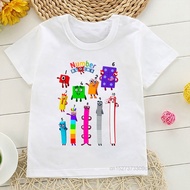 2026Kids Tshirt Girl Clothing Anime Numberblocks Cartoon Print T Shirt Girls Tops Children Clothes B