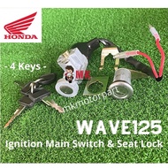 Honda WAVE125 Ignition Main Switch & Seat Lock COMPLETE Key Set * 4 Keys* Suis Kunci [ SC ]