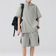 เสื้อยืดสูทกางเกงขาสั้นสำหรับผู้ชายเสื้อยืดแห้งเร็วแขนสั้นทรงหลวมยืดทรงหลวมสำหรับ7XL 6XL ขนาดใหญ่พิเ