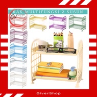 Multipurpose Mini 2-Tier Plastic Shelf - Portable Mini Shelf Kitchen Shelf Bookshelf Multifunctional