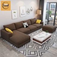 IDEA - Sofa Ruang Tamu Kain Semi Bludru, Sofa L  Minaimalis Elegant Berkualitas