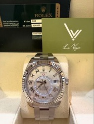 2013年新淨 Rolex 326939 白金奶白面天行者 Sky Dweller