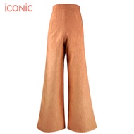 iCONiC ORANGE CORDUROY PANTS #4899 กางเกงผู้หญิง สีส้ม เอวสูง ขาบาน ผ้าลูกฟูก ดิ้นเงิน กางเกงขายาว ย