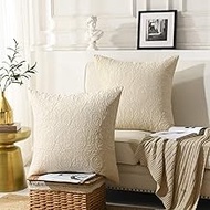 MarCielo 2 Pack Throw Pillow Covers Euro Sham Covers (26"X26", Beige)