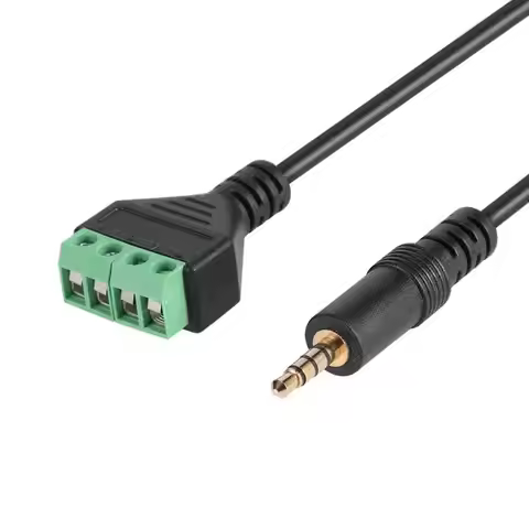 3.5mm TRRS Stereo 4 Pole Male Plug to 4Pin AV Screw Video Shield 30cm Balun Terminal Connector Adapt