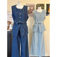F.Fiesta Sleeveless Denim Terno Pants 5673