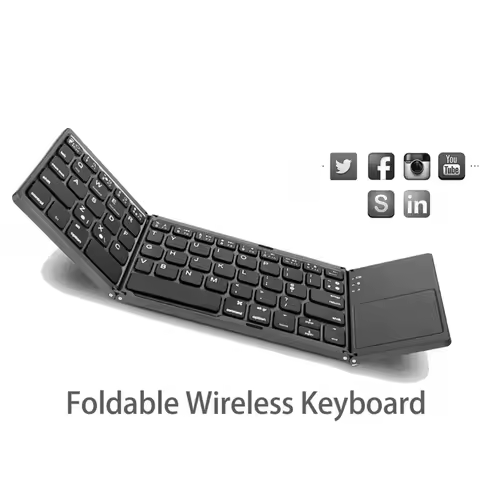 Foldable Wireless Keyboard Ultra Slim Touchpad Bluetooth Keyboard Rechargeable Folding Keyboard for 