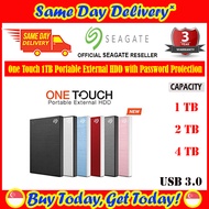 [Same Day Delivery Available*] Seagate One Touch 1TB Black Portable External Hard Disk Drive with Password Protection (*Order Before 2pm on working day, will deliver the same day, Order after 2pm, will deliver next working day.)