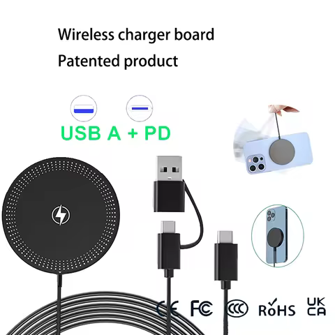 USB TYPE C Portable Qi2 Magnetic Wireless Phone Charger for iPhone 16 15 14 13 Samsung Huawei Xiaomi