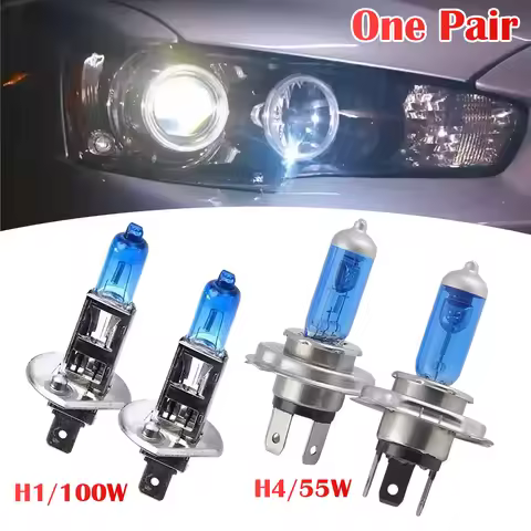 1Pair Car Headlight 100W H1 Quartz Halogen Bulb Fast Heat Dissipation Anti Oxidation 55W H4 Halogen 