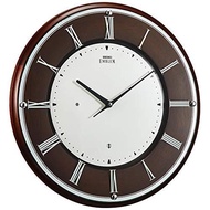 SEIKO HS540B Wall clock for living room bed room Brown Wood Diameter 340x34mm Radio Analog EMBLEM