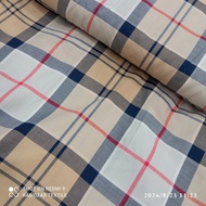 KAIN KATUN YANDET KOTAK BURBERRY COKLAT