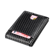 Classic Black Carbon FIber dollars Money Clip RFID Blocking ID Cash Credit Card Holder Slim Thin Real Leather Mens Wallet Cards Cases