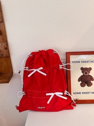 กระเป๋าเป้สะพายหลัง Monyeeii Sweet Cool Sporty Butterfly Knot Drawstring Double Shoulder Single Shou