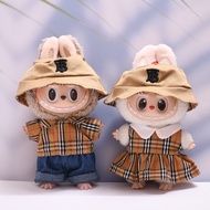 V1 V2 V3 Labubu clothes, wearing Labubu vinyl pendant, baby clothes, plaid T-shirt, skirt.[Clothes o