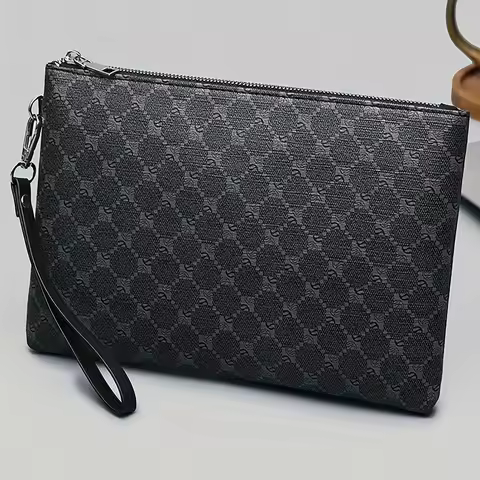 Pu Fashion Men's Clutch Bag Business Large Wallet Wrist Bag Large Coin Purse Storage Bag