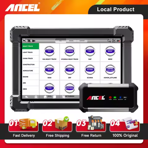 ANCEL X7 HD Heavy Duty Truck Scanner 24V Full System EPB ABS Oil Reset SAS D-P-F Regen TPMS ECU Codi