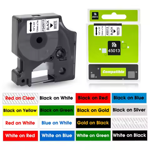 45013 Label Tape Black on White For Dymo D1 45013 45018 12mm Label Cartridge For Dymo LabelManager 1