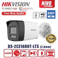 HIKVISION CCTV DS-2CE16D0T-LTS 2MP TURBO HD Two Way Audio Fixed Mini Bullet Camera 2.8MM