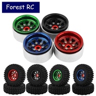 1.0 Beadlock Wheel -3.78mm Offset Wheel Rims with Tires for 1/18 1/24 RC Crawler Car Axial AX24 SCX2