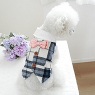 Pet Clothes Clothing Clothing Clothing Dog Cat Cat Clothing Clothing Autumn Winter Warm Blue Grid Tu