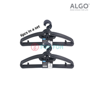 [SG Stock] [Bundle of 2] Algo 6P Set Multifunctional Plastic Cloth Hangers Laundry Hanger With Strap Hook