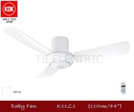 KDK K11Z1 REMOTE CONTROL CEILING FAN 110CM 44" BABY FAN 44 INCH THREE BLADES SILVER / WHITE