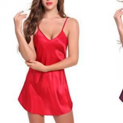 New European and American style underwear Ice silk nightgown pajamas Pajamas
