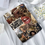 Coffee Lip Patch Gold Teeth Protective Case Compatible With IPad Air4/5 10.9inch, IPad 7/8/9/10.2inc